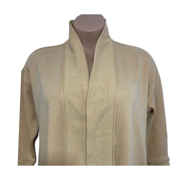 ISAAC MIZRAHI LIVE! Open Cardigan Duster Size Medium Tan Thick Knit Thigh Length - Picture 4 of 16